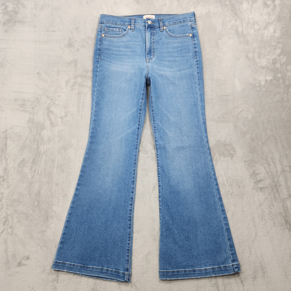 Sofia By Sofia Vergara Jeans Womens 10 SHORT Blue Melisa Mid Rise Flare Stretch